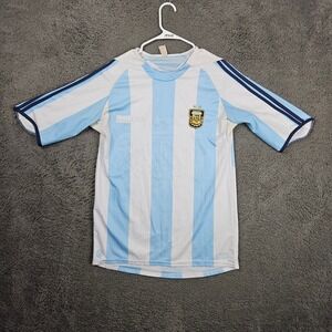 Argentina National Team Soccer Jersey Blue White Striped Shirt Mens Medium AFA